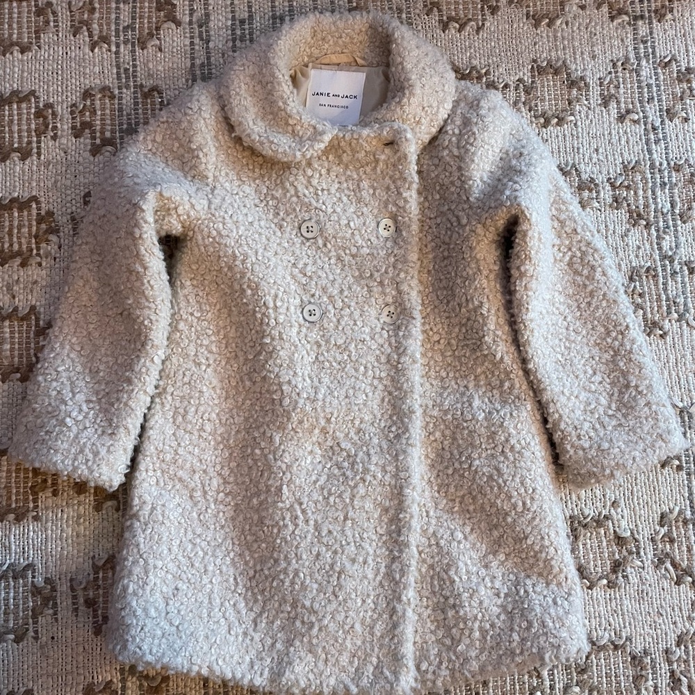 Janie and Jack boucle the top coat cream 3-4T